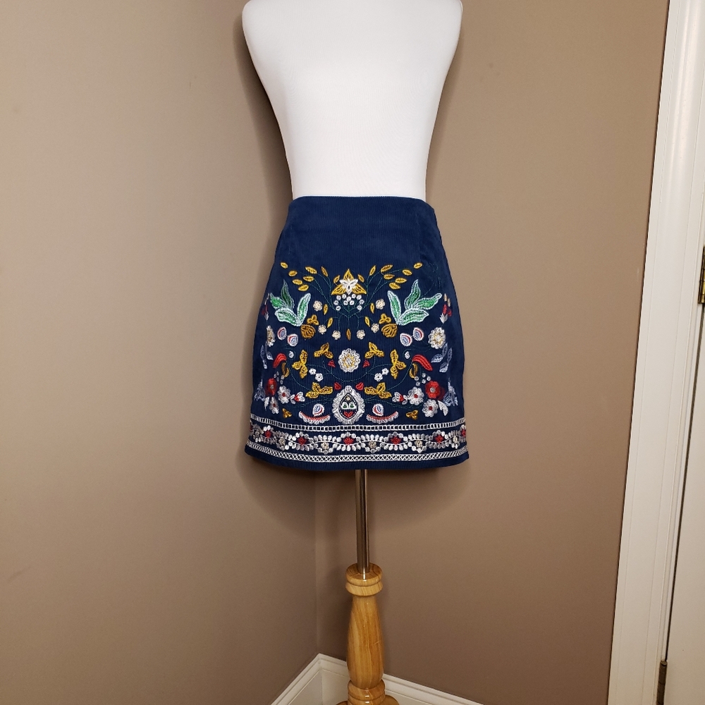 Shein Embroidered Corduroy Skirt